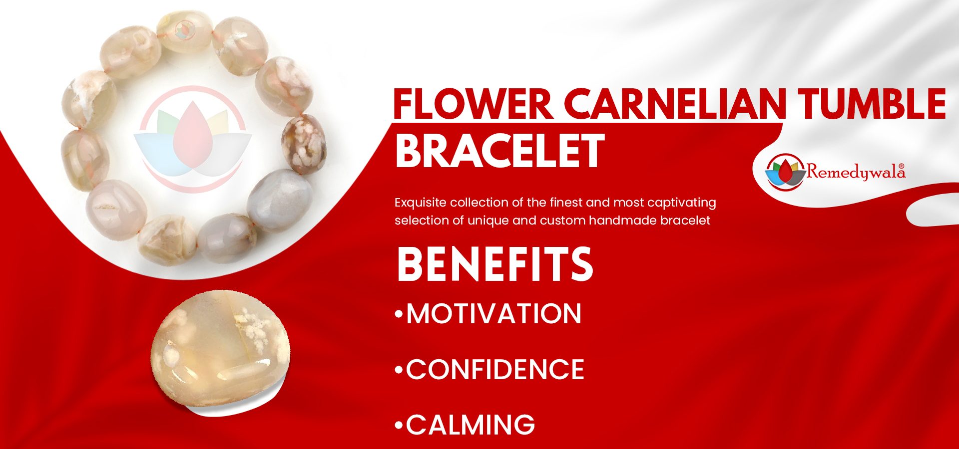 Flower Carnelian Tumble Bracelet Flower Carnelian Tumble Bracelet
