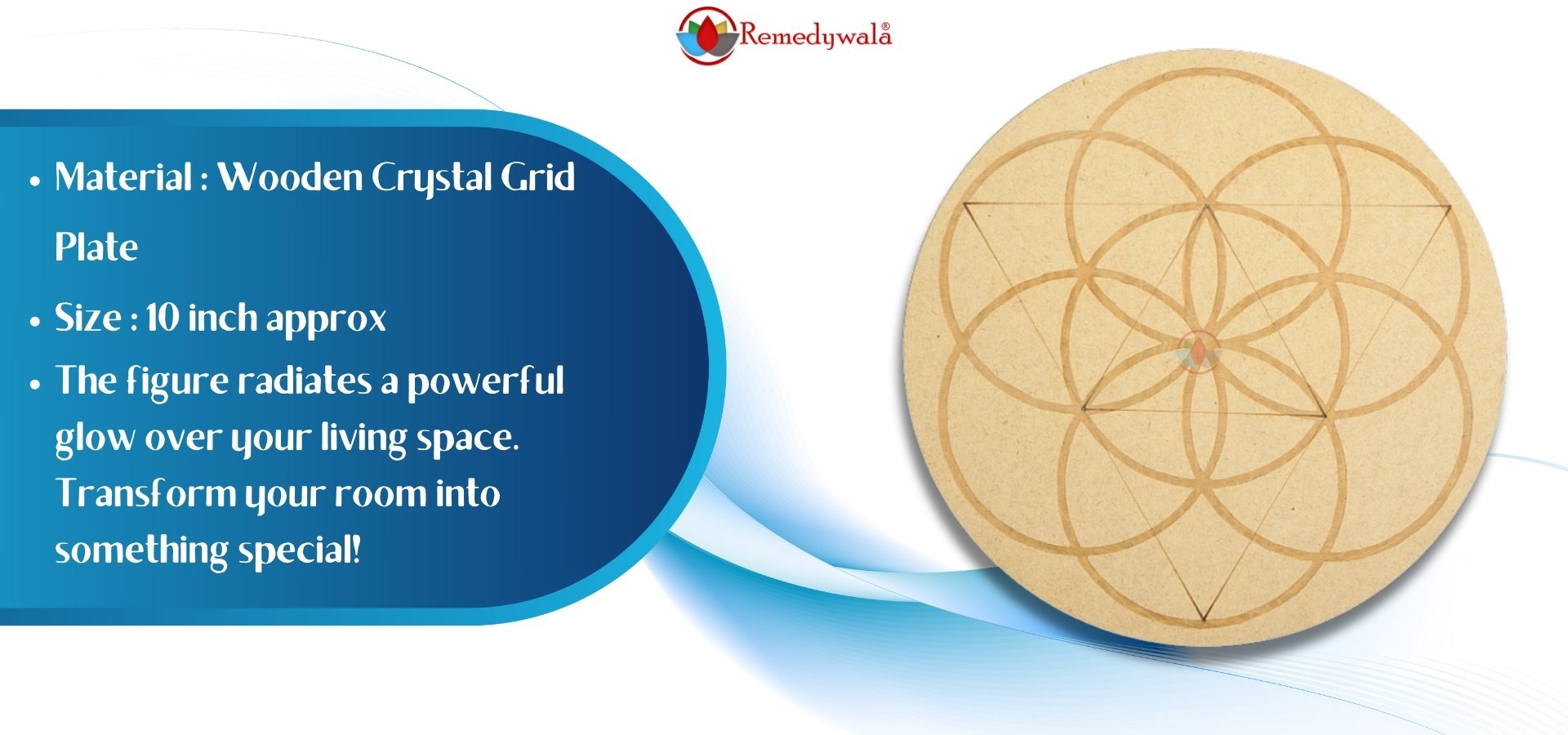 Flower of Life Crystal Grid Plate (10 Inch Approx) (2)