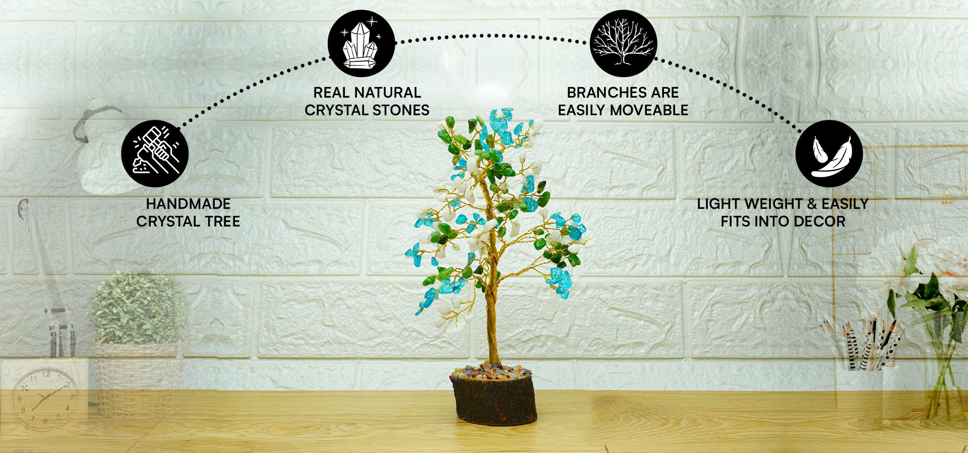 Green Jade, Howlite And Turquoise Combination Tree