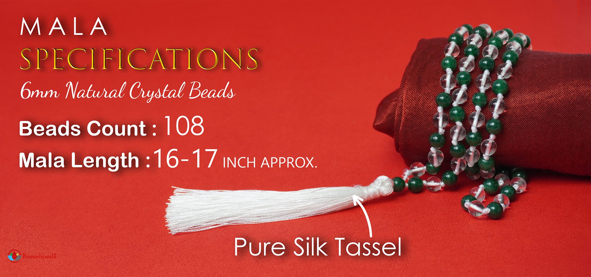 Green Jade Sphatik Mala With Certificate 6mm