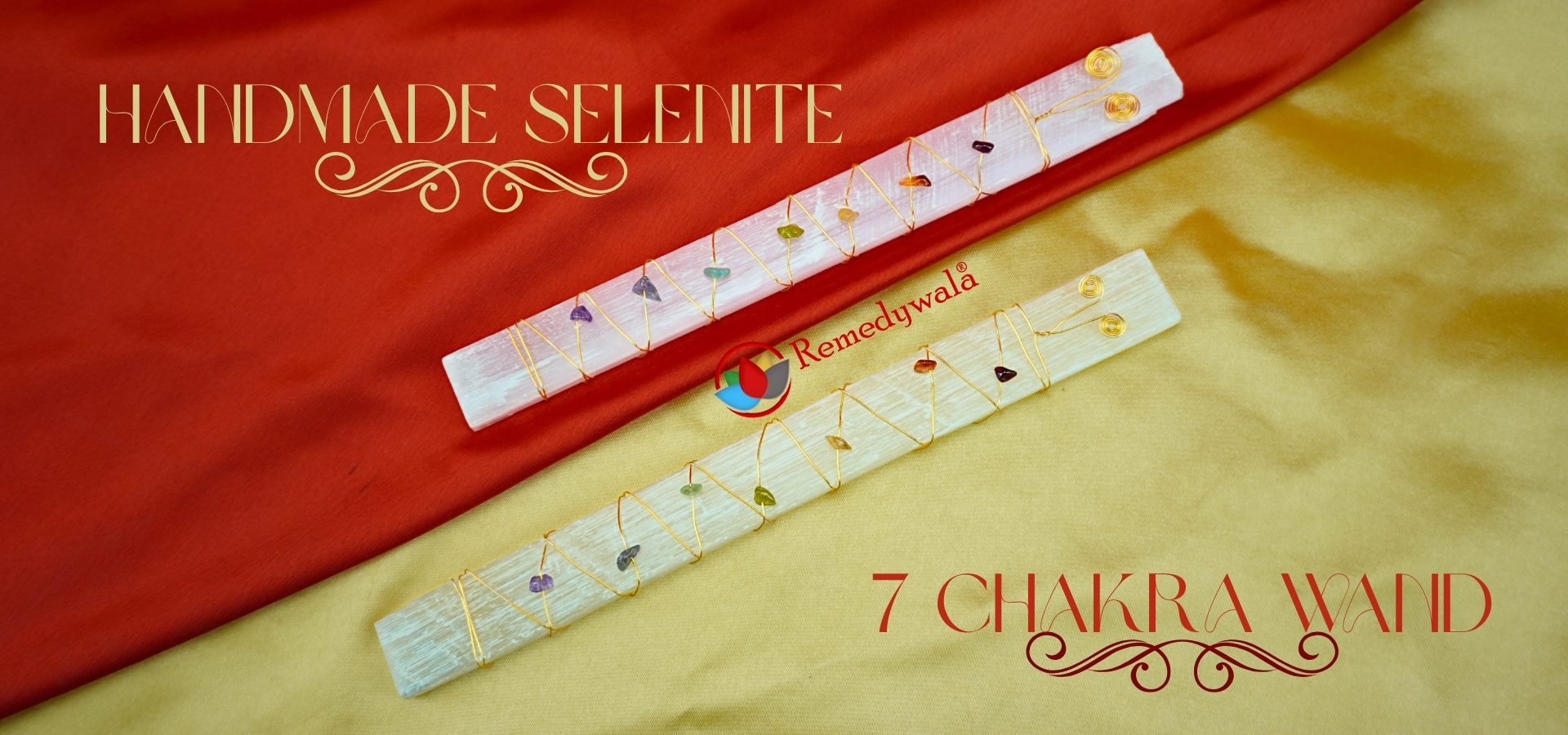 Handmade Selenite 7 Chakra Wand (1)