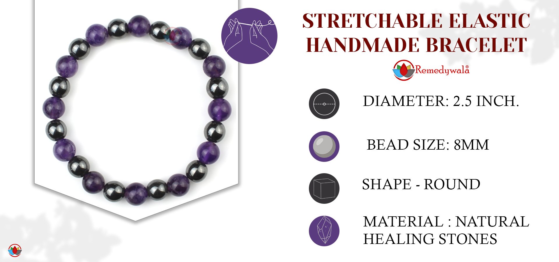 Hematite and Amethyst Combination Bracelet