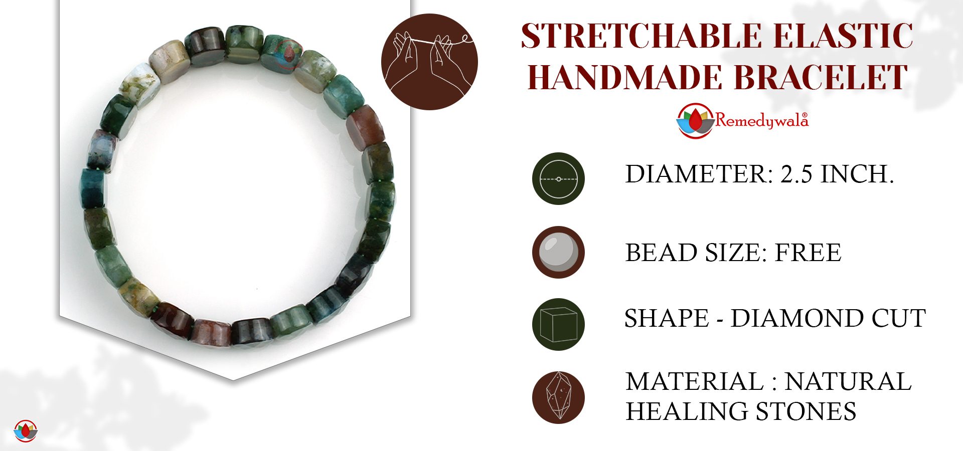 Indian Agate Bracelet (Diamond Cut Tumble) Indian Agate Bracelet (Diamond Cut Tumble)