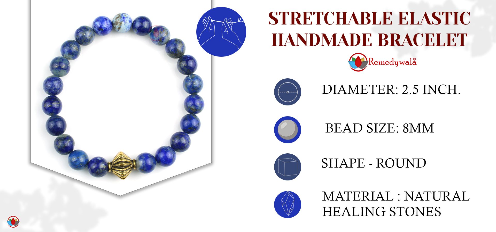 Lapis with Charm Bracelet 8mm Lapis with Charm Bracelet 8mm