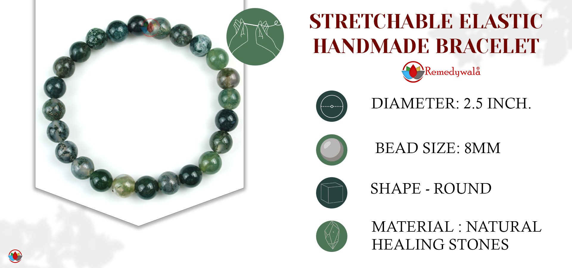Moss Agate Bracelet 8mm, Moss Agate stone Moss Agate Bracelet