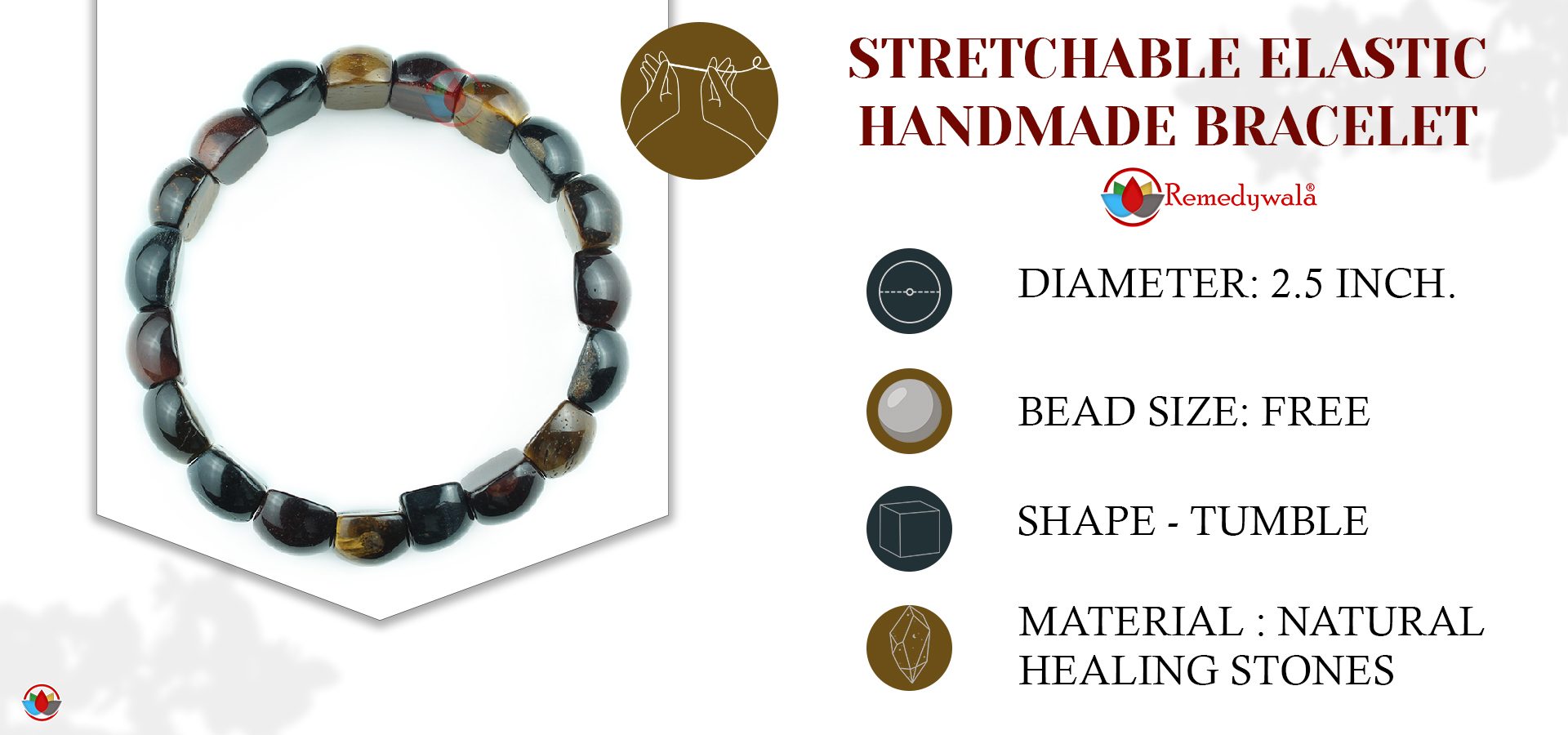 Multi Color Tiger Eye Tumble Bracelet Multi Color Tiger Eye Tumble Bracelet