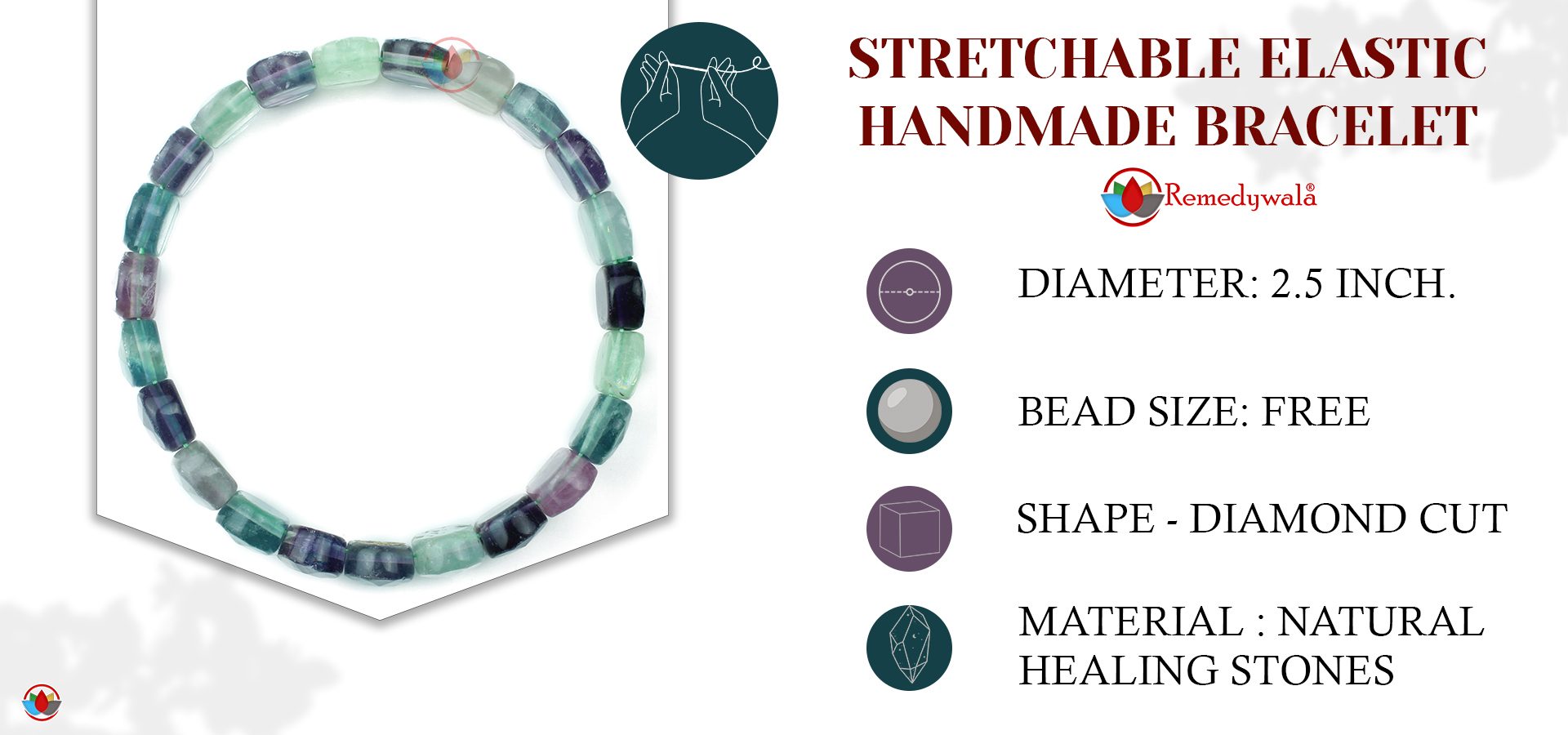 Multicolor Fluorite Bracelet (Diamond Cut Tumble)