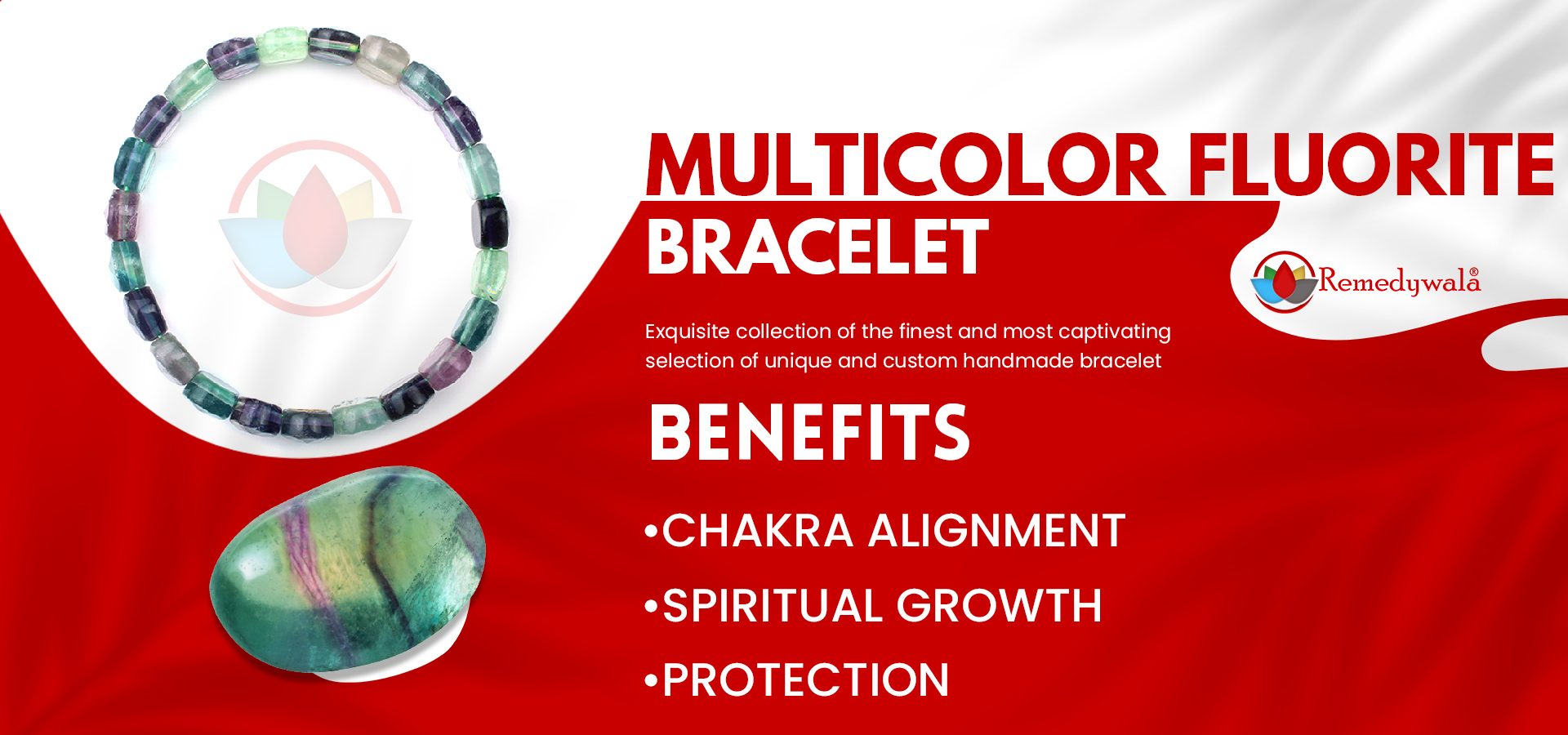 Multicolor Fluorite Bracelet (Diamond Cut Tumble)