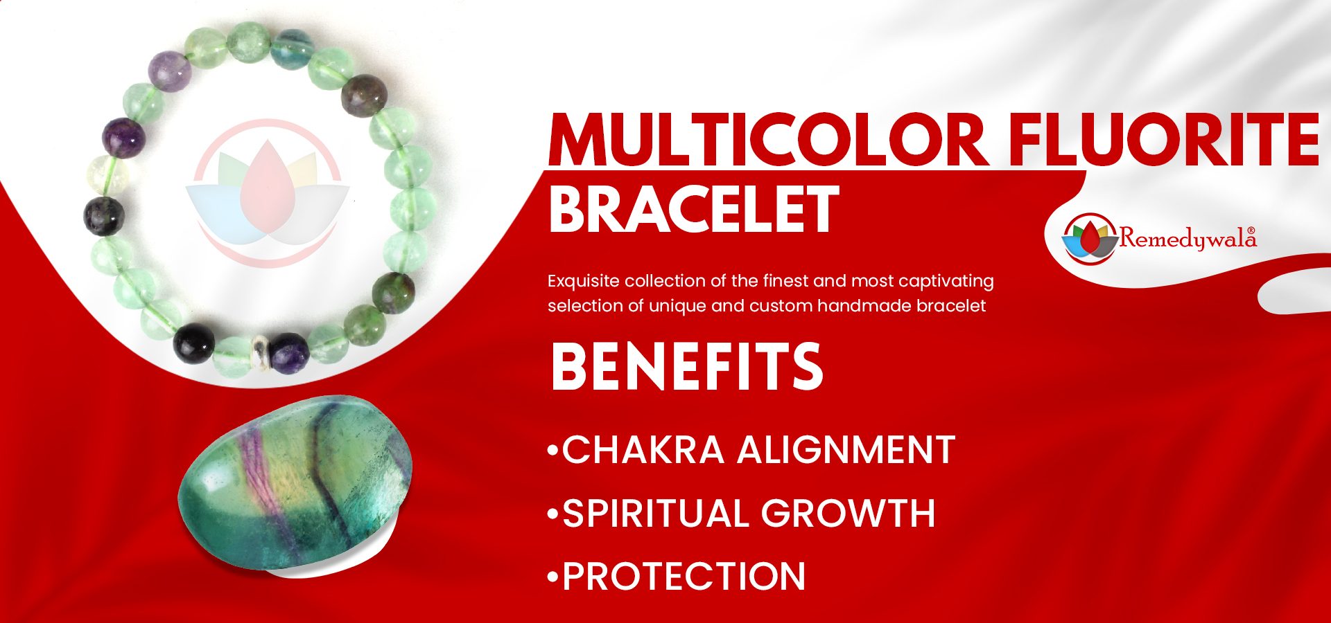 Multicolor Fluorite Natural Stone Single Bracelet with Ring Charm Multicolor Fluorite Natural Stone Single Bracelet with Ring Charm