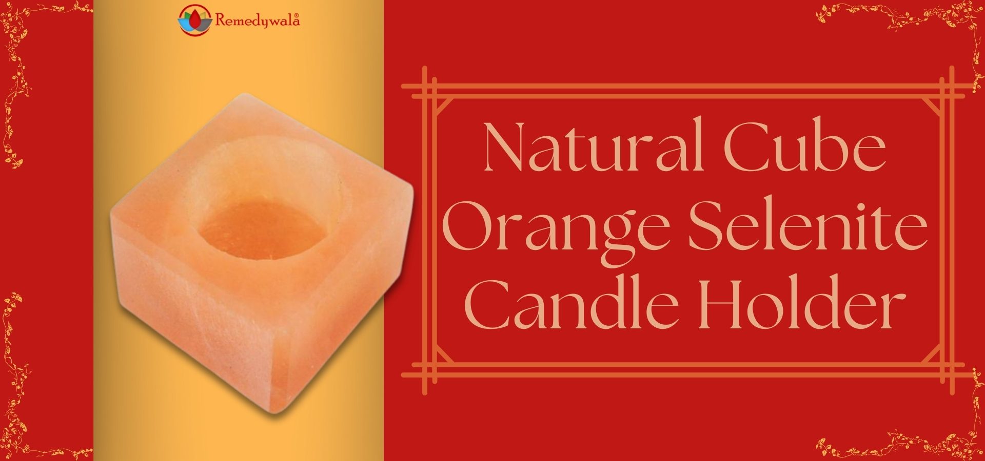 Natural Cube Orange Selenite Candle Holder (1)