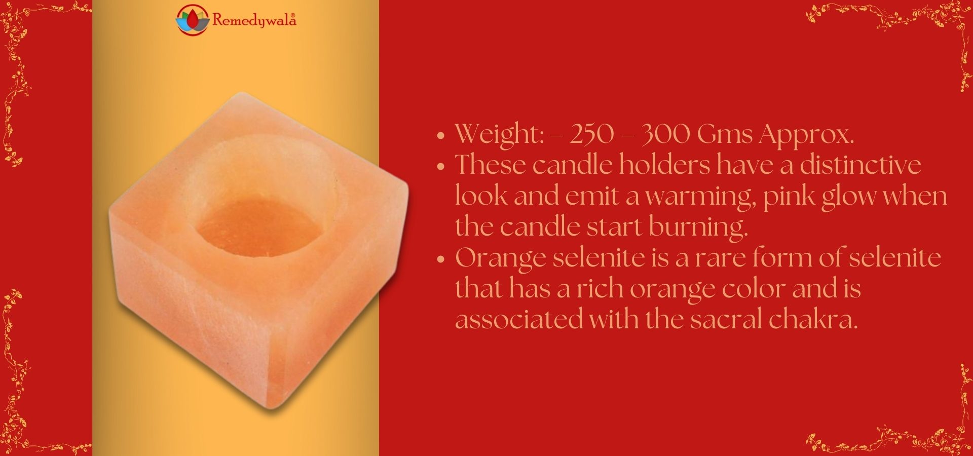 Natural Cube Orange Selenite Candle Holder (2)