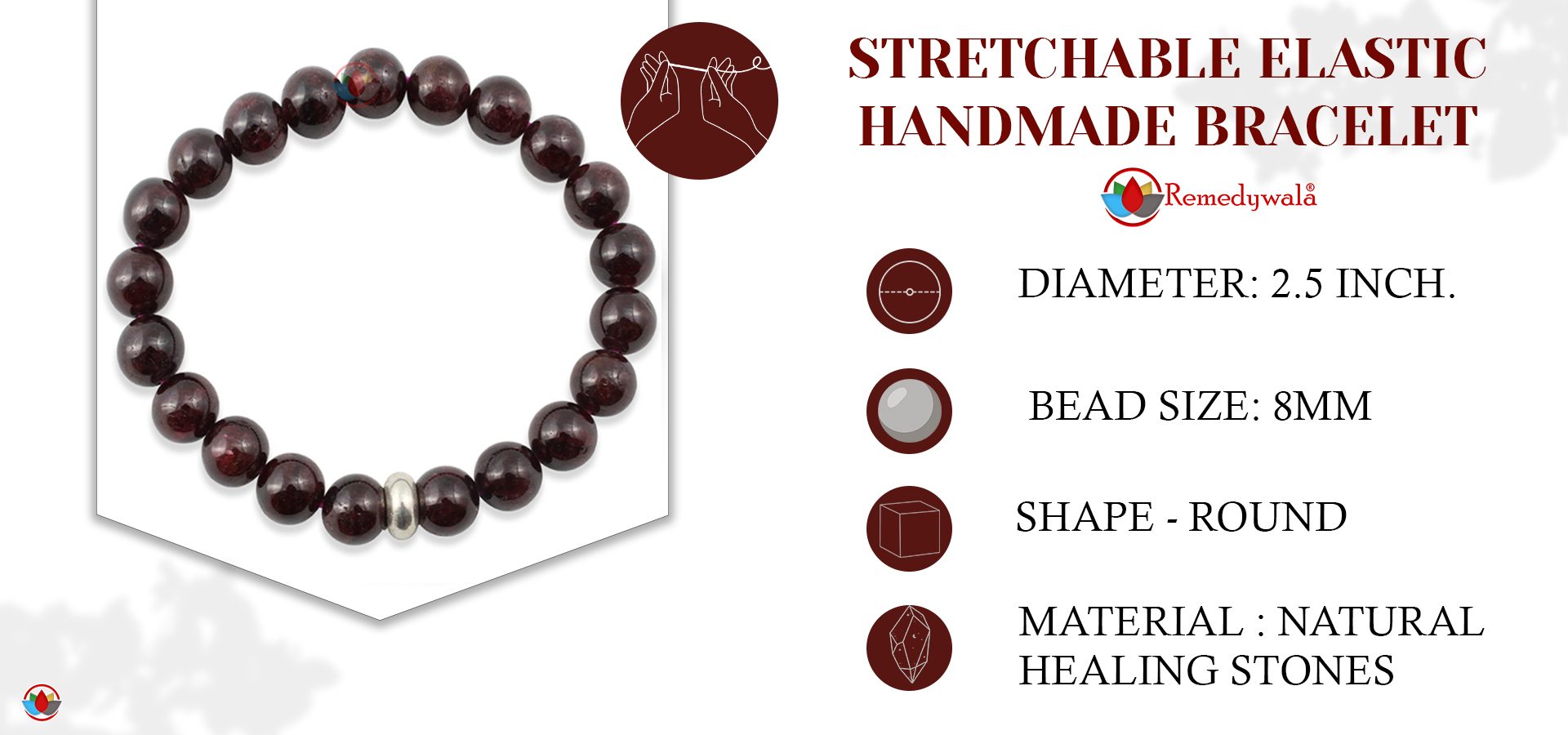 Natural Garnet Bracelet 8mm Natural Garnet Bracelet 8mm