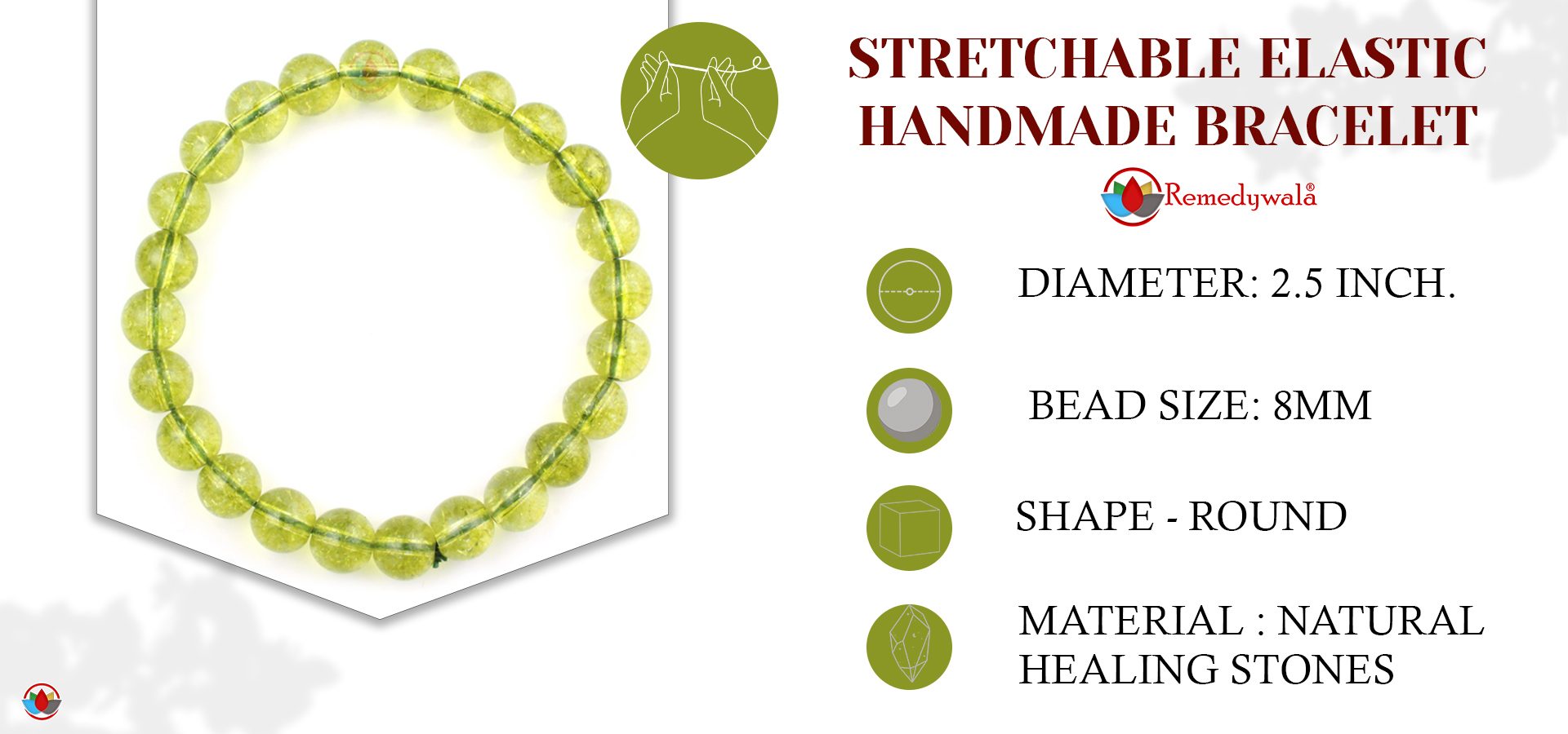Peridot Bracelet 8mm Peridot Bracelet 8mm