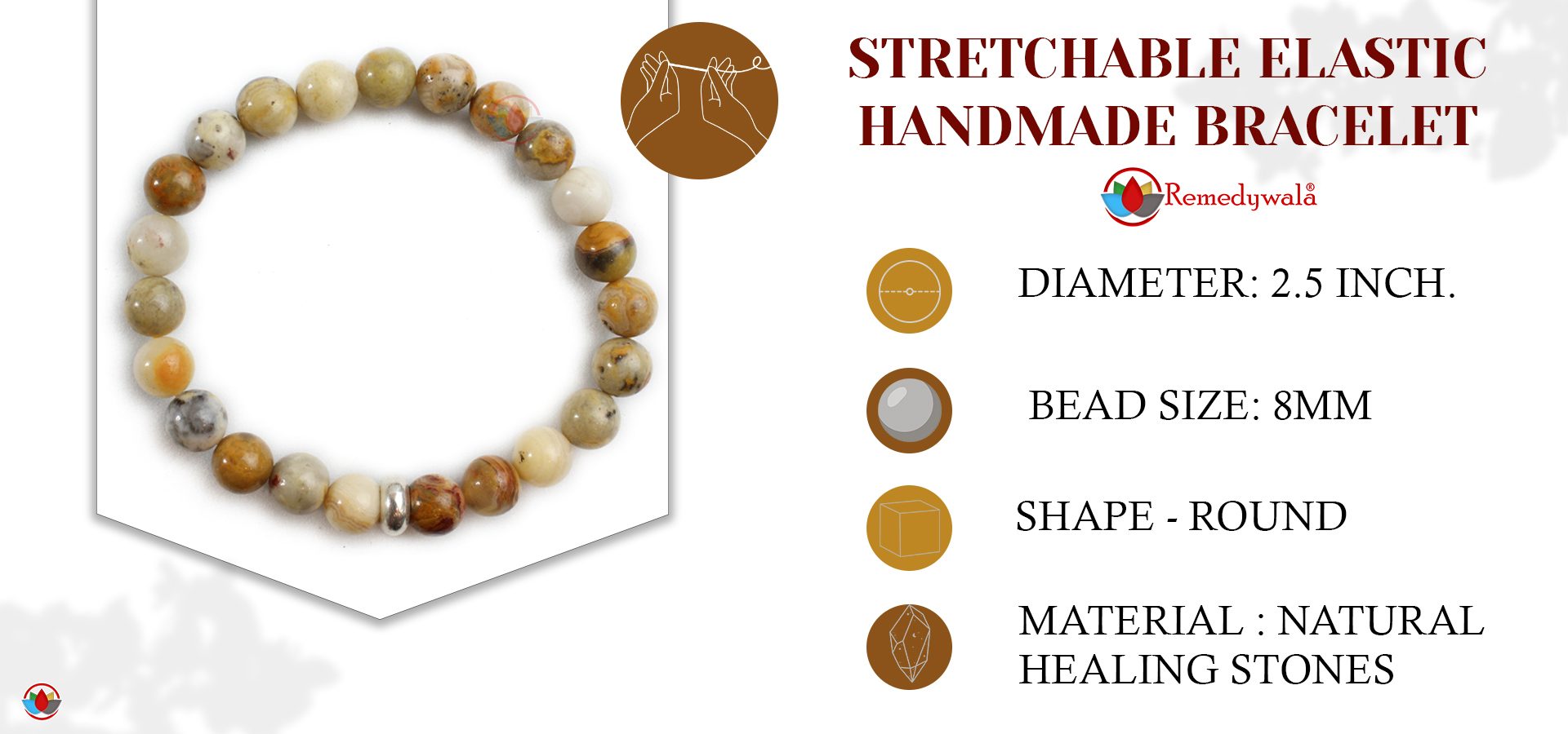 Petrified Wood Bracelet 8mm, Petrified Wood Bracelet with Ring Charm