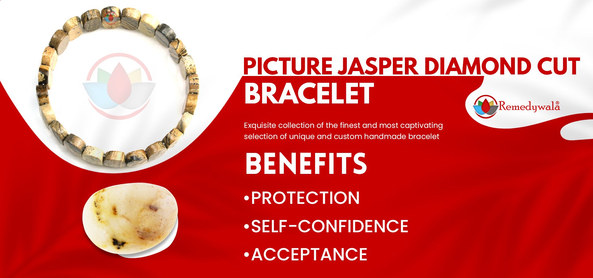 Picture Jasper Diamond Cut Bracelet Picture Jasper Diamond Cut Bracelet
