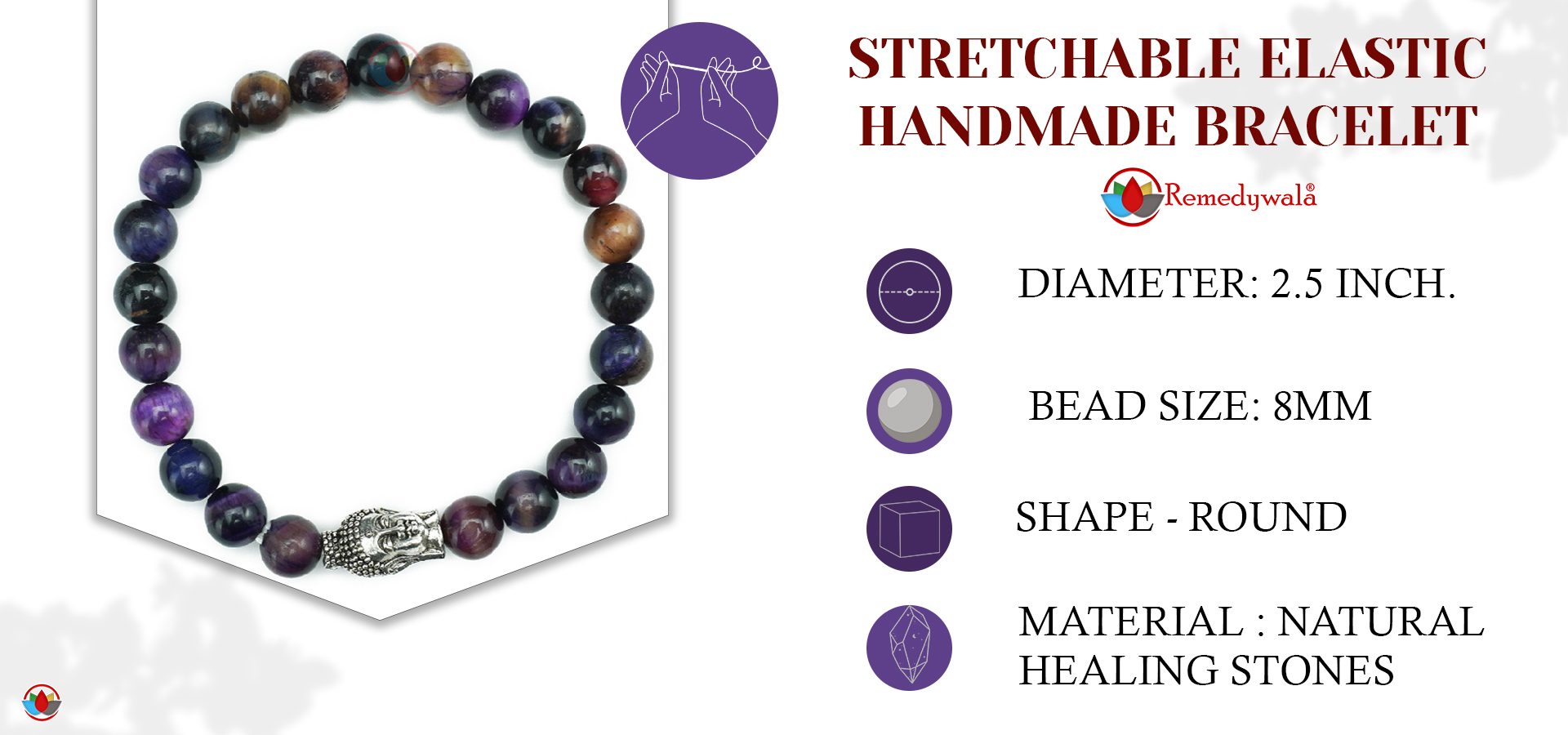 Purple Cat’s Eye With Buddha Charm Bracelet Purple Cat’s Eye With Buddha Charm Bracelet
