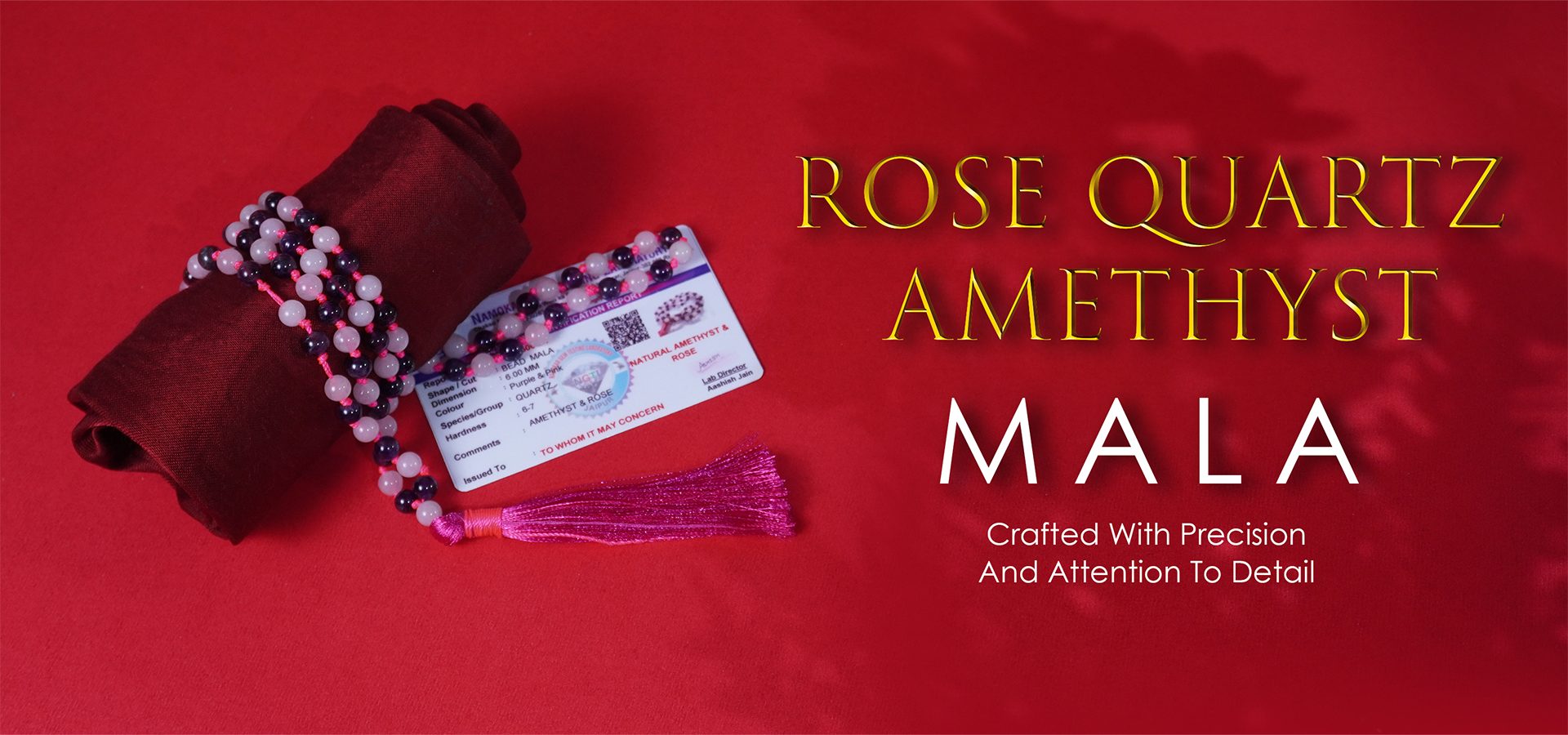 Rose Quartz Amethyst 6mm Mala