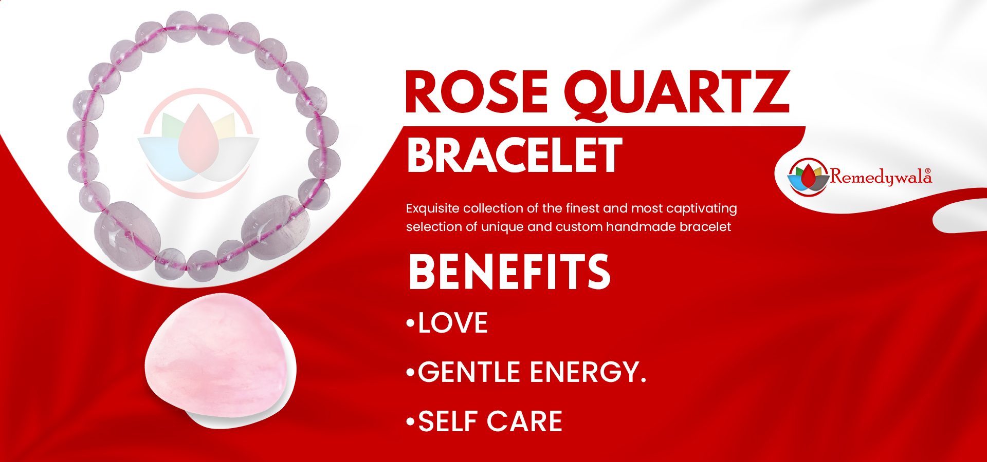 Rose Quartz Bracelet With Two Tumble Beads Rose Quartz Bracelet With Two Tumble Beads