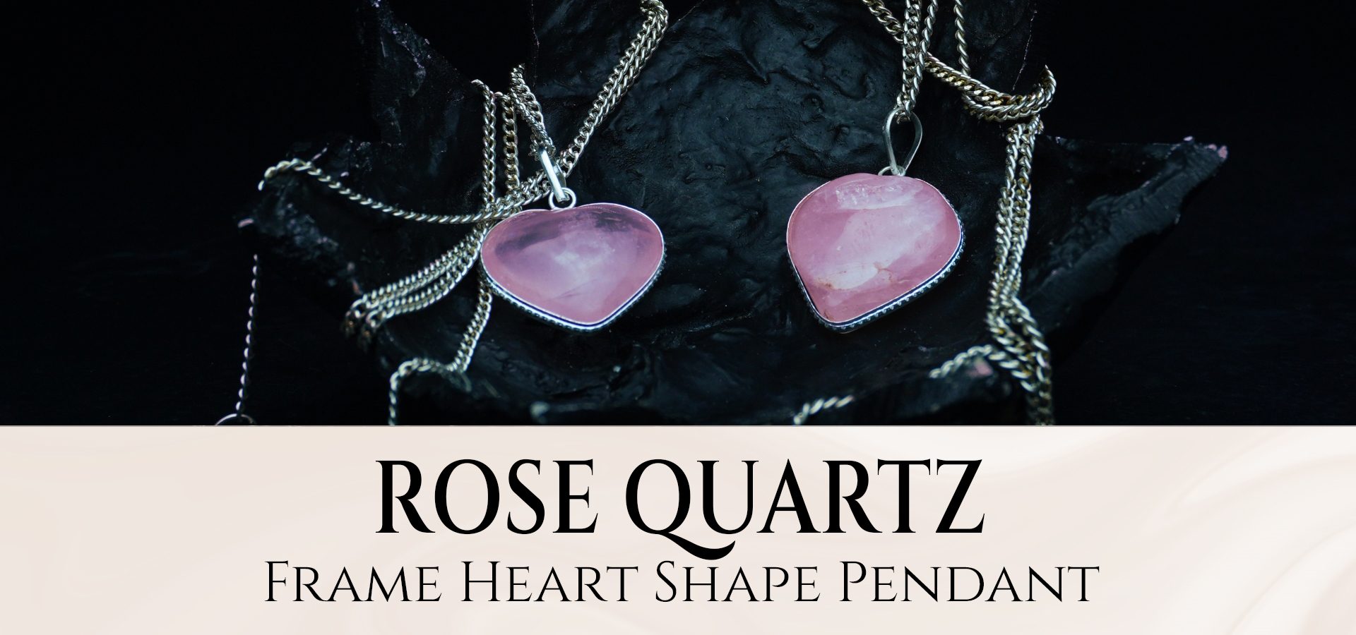 Rose Quartz Frame Heart Shape Pendant (Small)