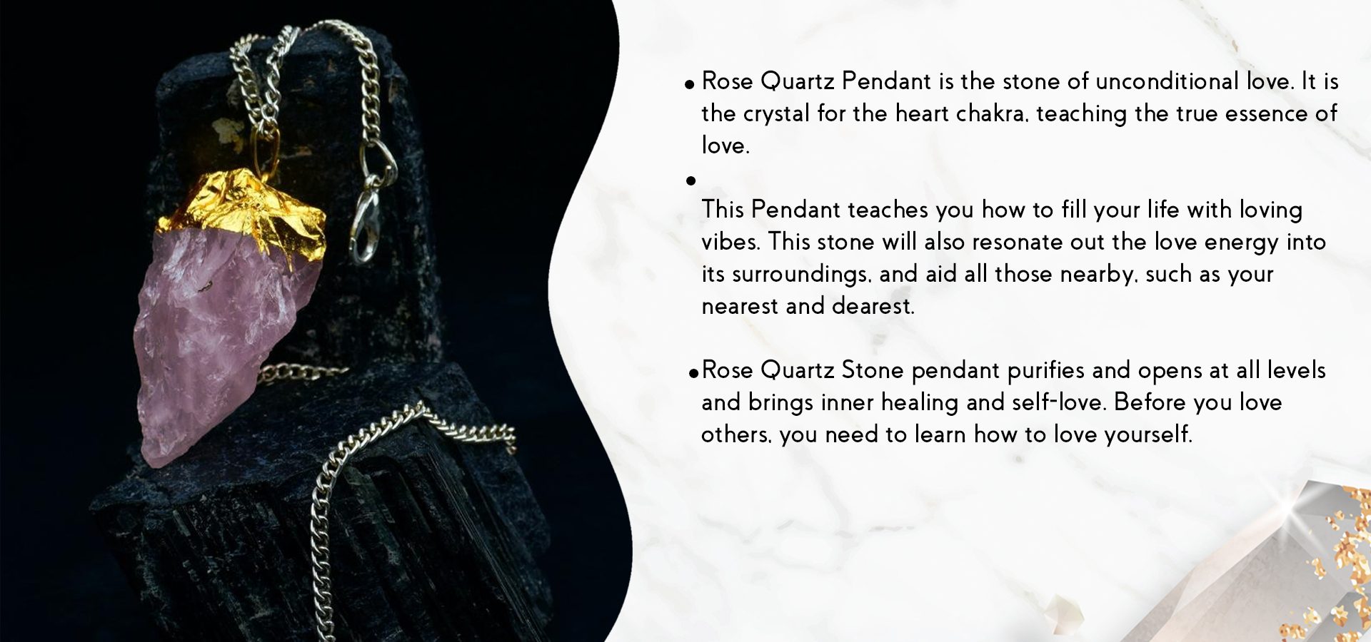 Rose Quartz Raw Stone Pendant (Big)