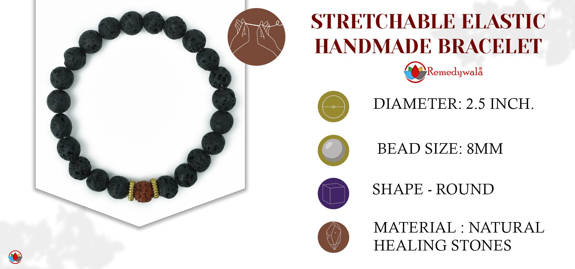 Rudraksha And Lava Stone Combination Bracelet Rudraksha And Lava Stone Combination Bracelet