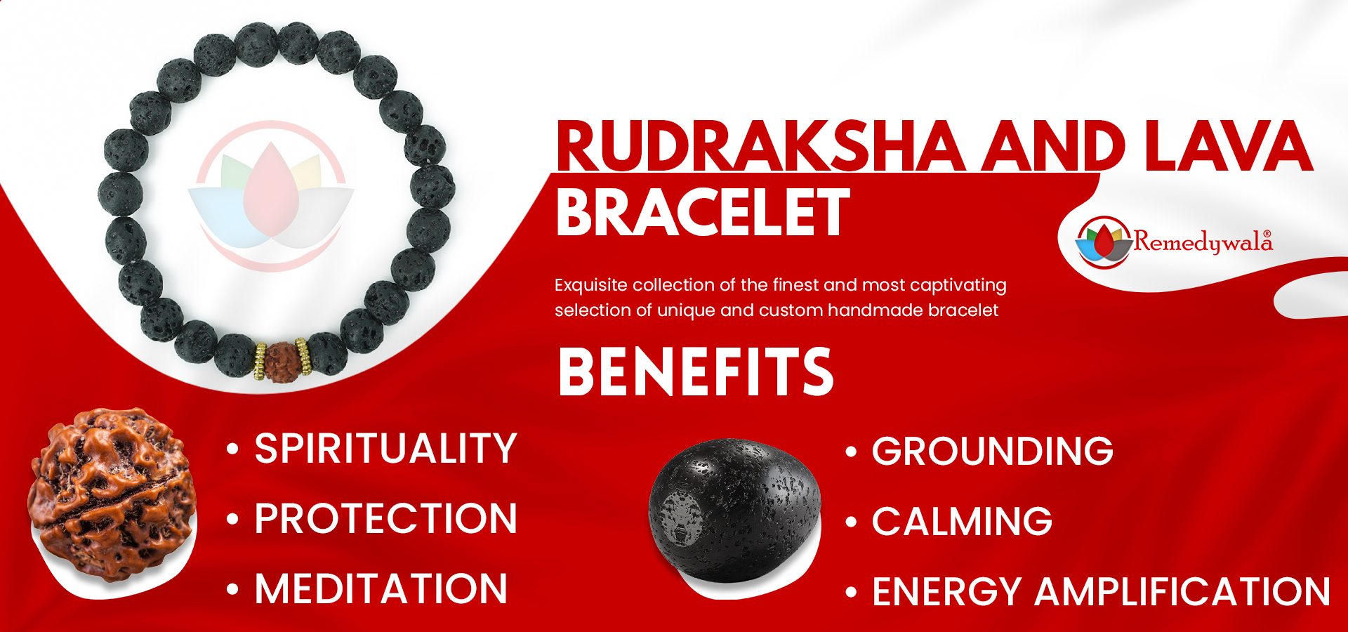Rudraksha And Lava Stone Combination Bracelet Rudraksha And Lava Stone Combination Bracelet
