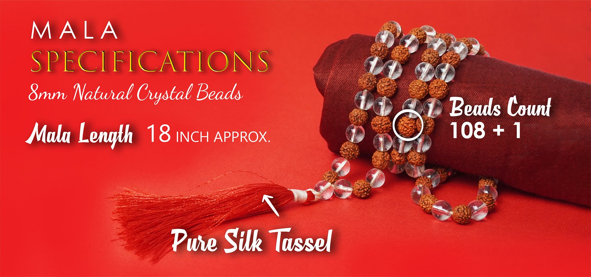 Rudraksha Crystal 8 mm Rudraksha Crystal 8mm Mala
