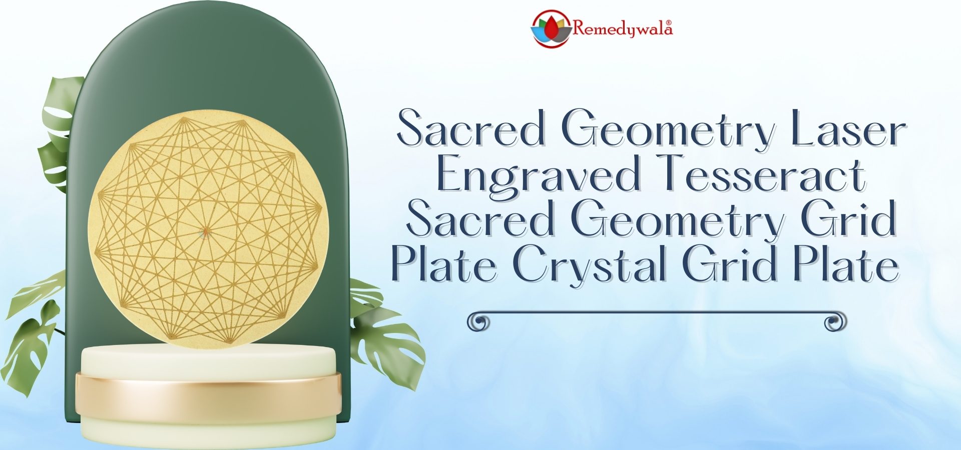 Sacred Geometry Laser Engraved Tesseract Sacred Geometry Grid Plate Crystal Grid Plate (10 In (1)