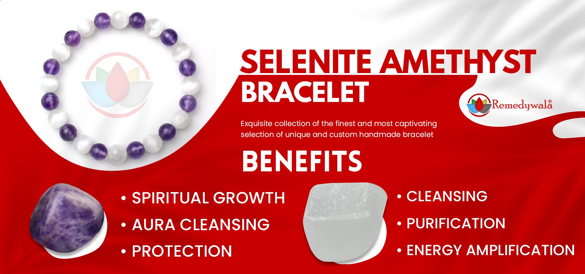 Selenite Amethyst Combination Bracelet 8mm Selenite Amethyst Combination Bracelet 8mm