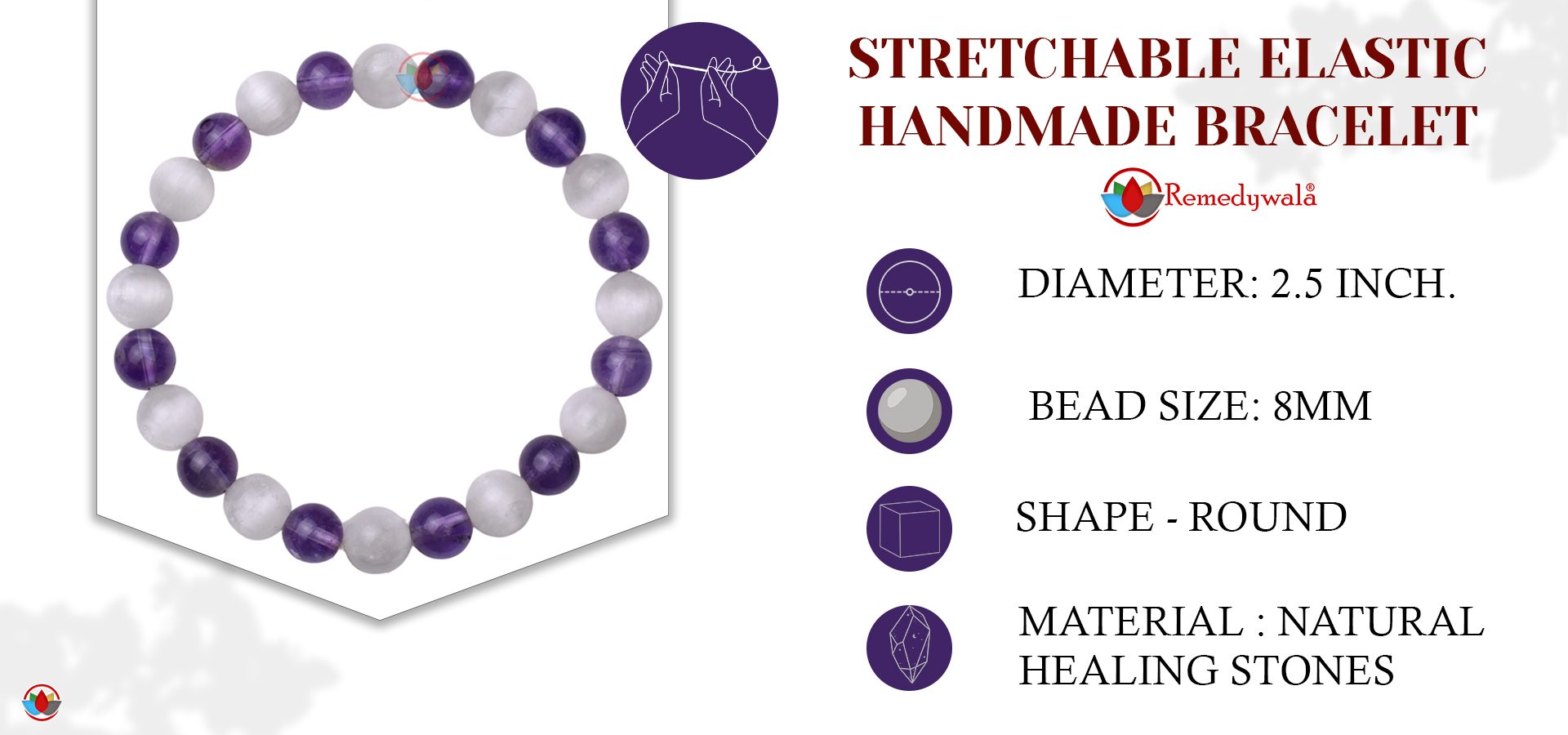 Selenite Amethyst Combination Bracelet 8mm Selenite Amethyst Combination Bracelet 8mm