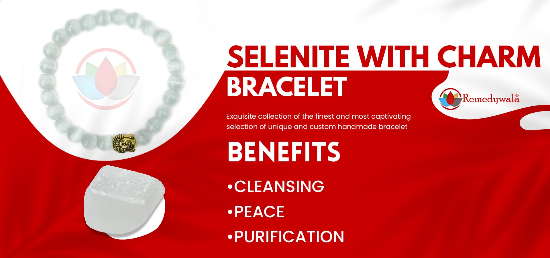 Selenite with Charm Bracelet 8mm