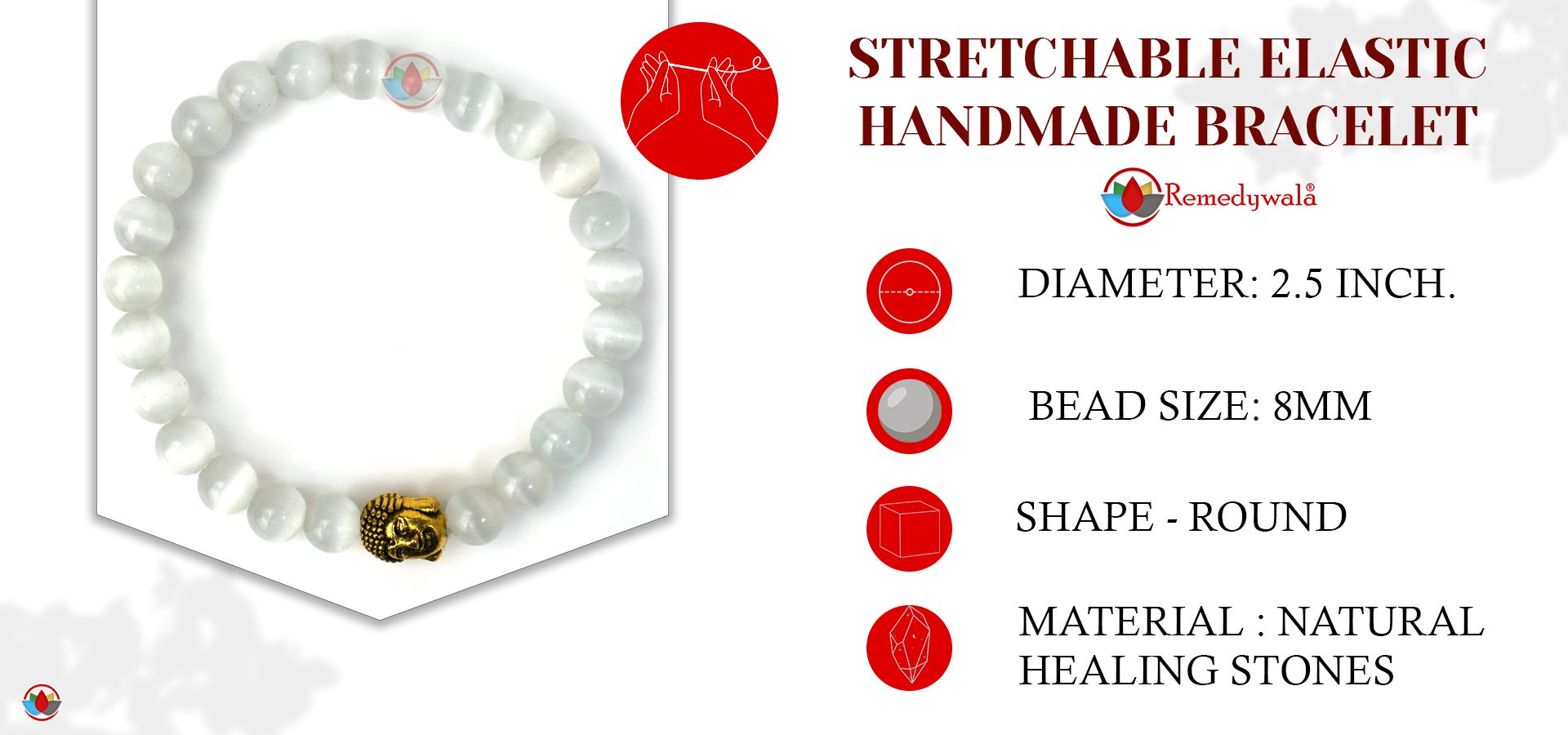 Selenite with Charm Bracelet 8mm