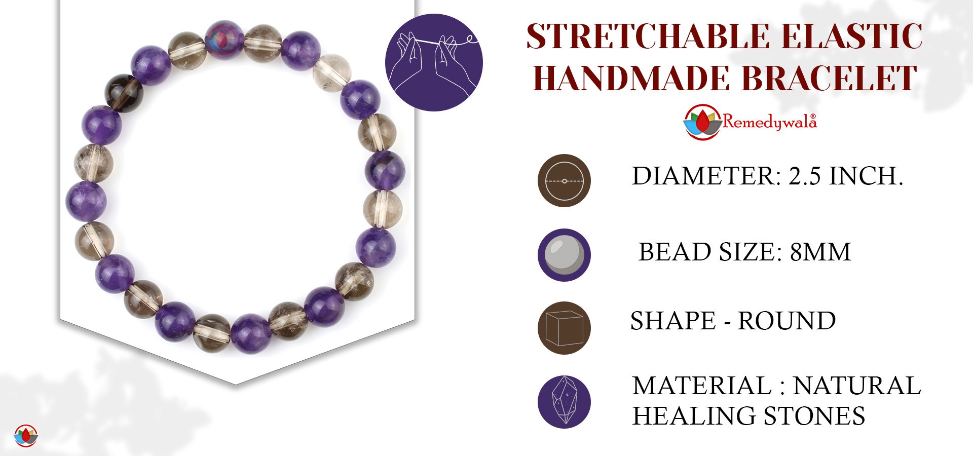Smoky Quartz and Amethyst Combination Bracelet