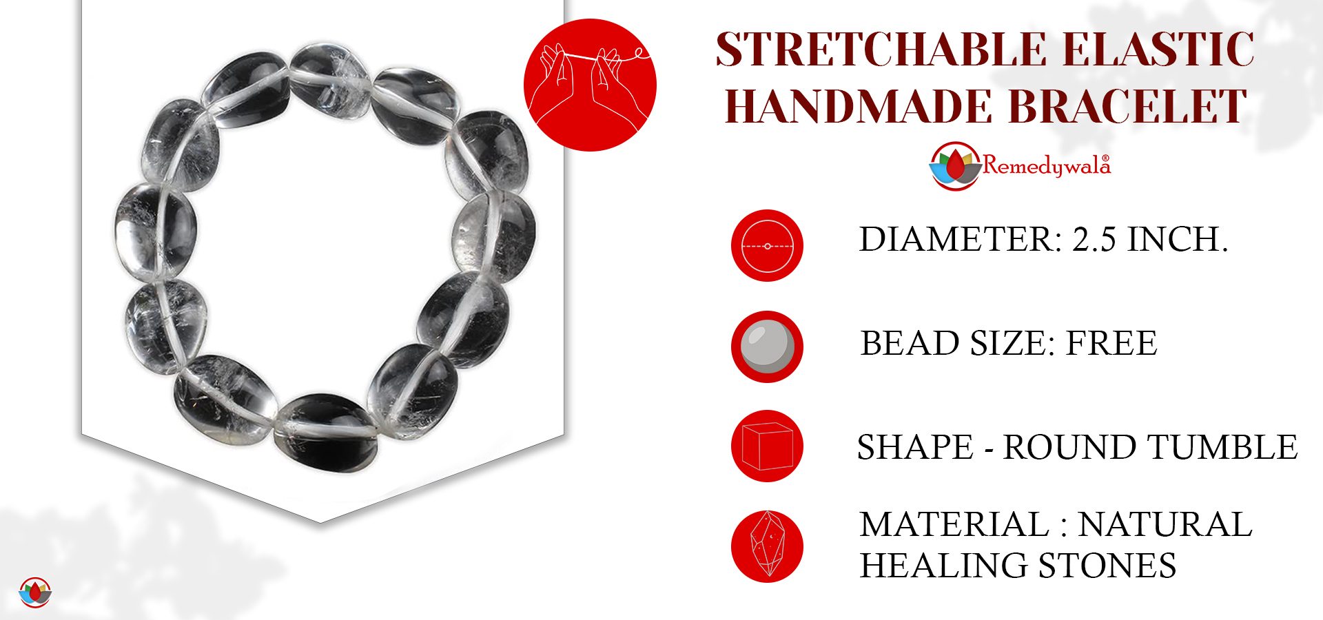 Sphatik Crystal Clear Quartz Tumble Bracelet Sphatik Tumble Bracelet