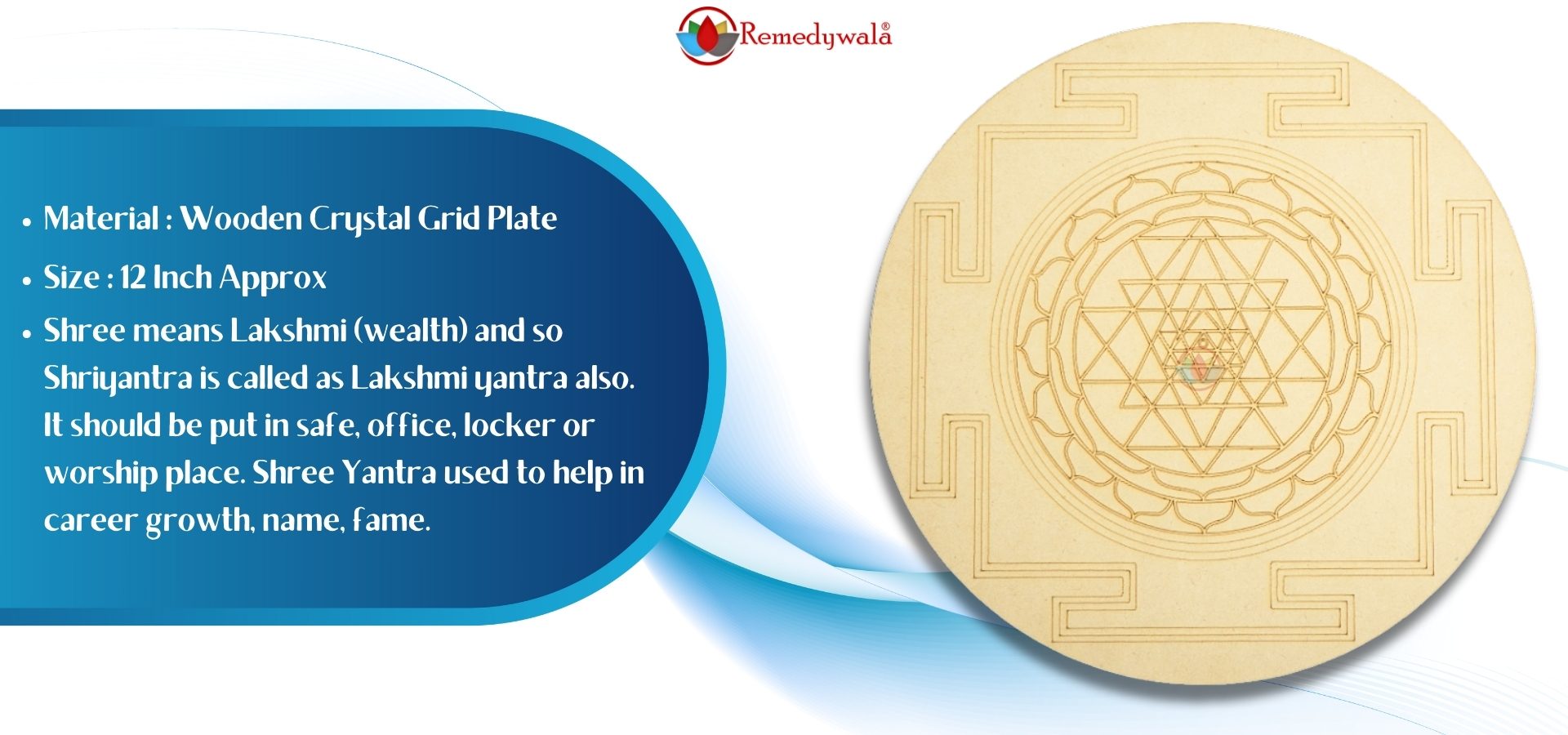 Sri Yantra Sacred Geometry Wooden Grid Plate (12 Inch Approx) (2)