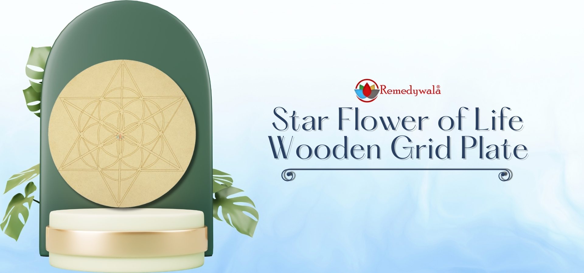 Star Flower of Life Wooden Grid Plate (12 Inch Approx) (1)