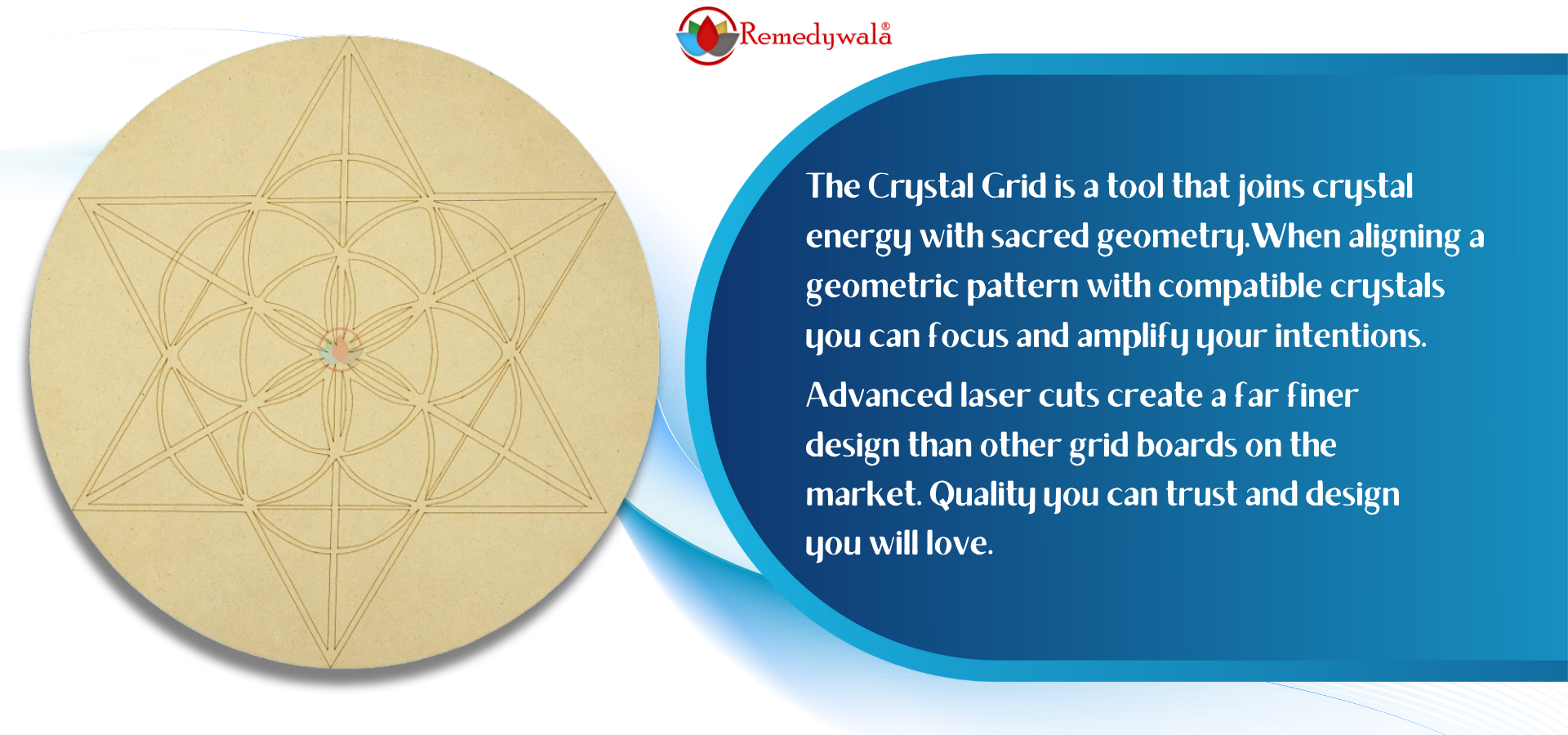 Star Flower of Life Wooden Grid Plate (12 Inch Approx) (1)