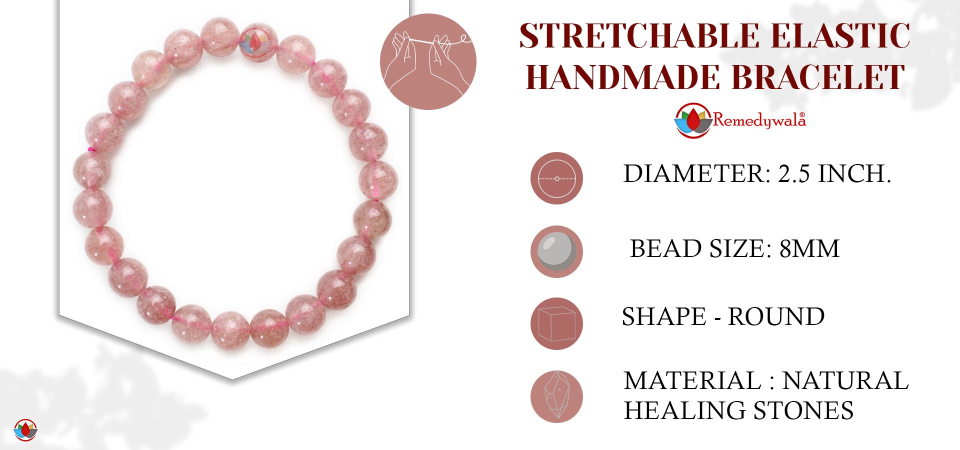 Strawberry Quartz Bracelet 8mm Strawberry Quartz Bracelet 8mm