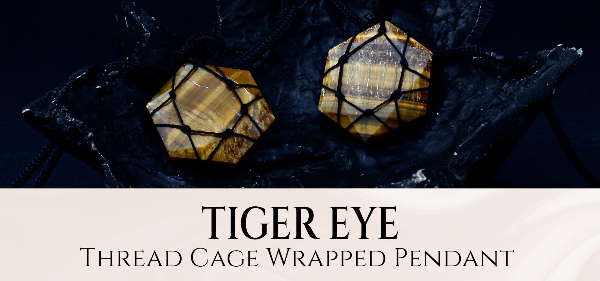 Tiger Eye Thread Cage Wrapped Pendant