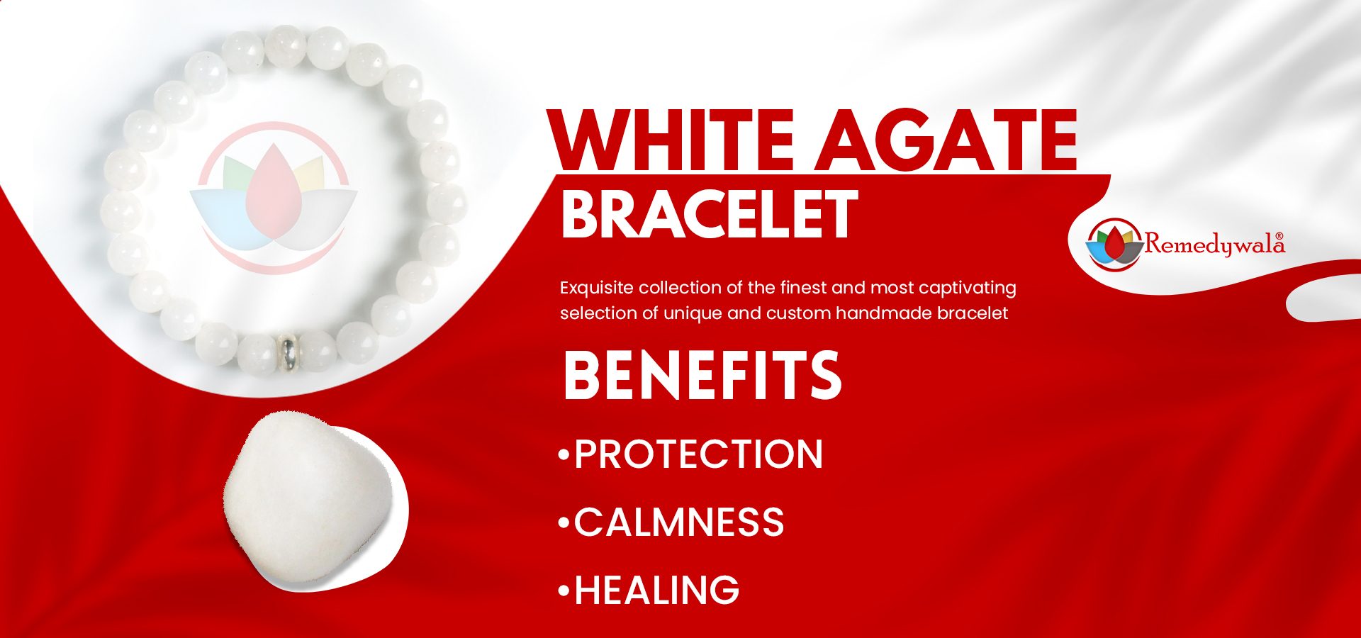 White Agate Bracelet 8mm