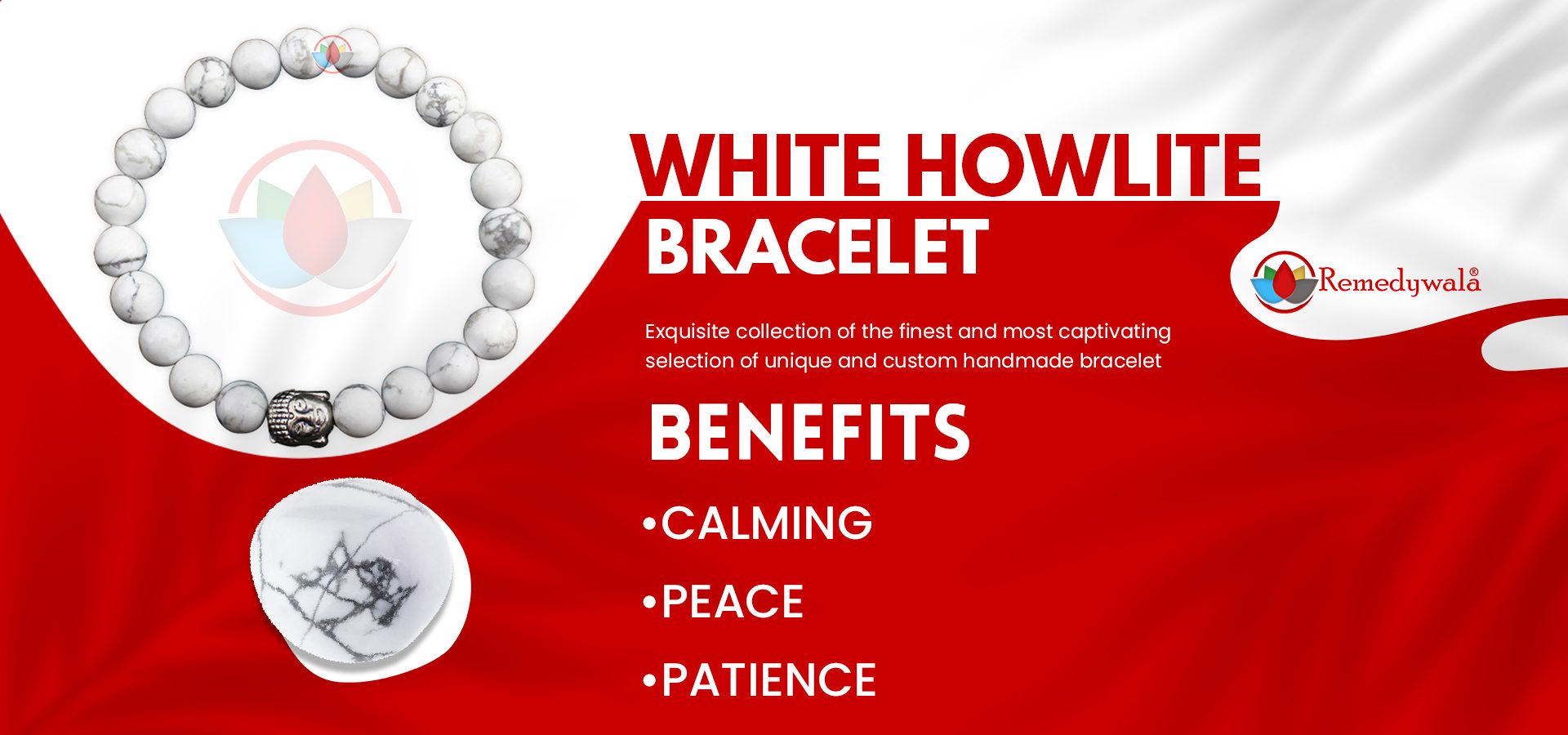 White Howlite Bracelet With Buddha Charm White Howlite Bracelet With Buddha Charm