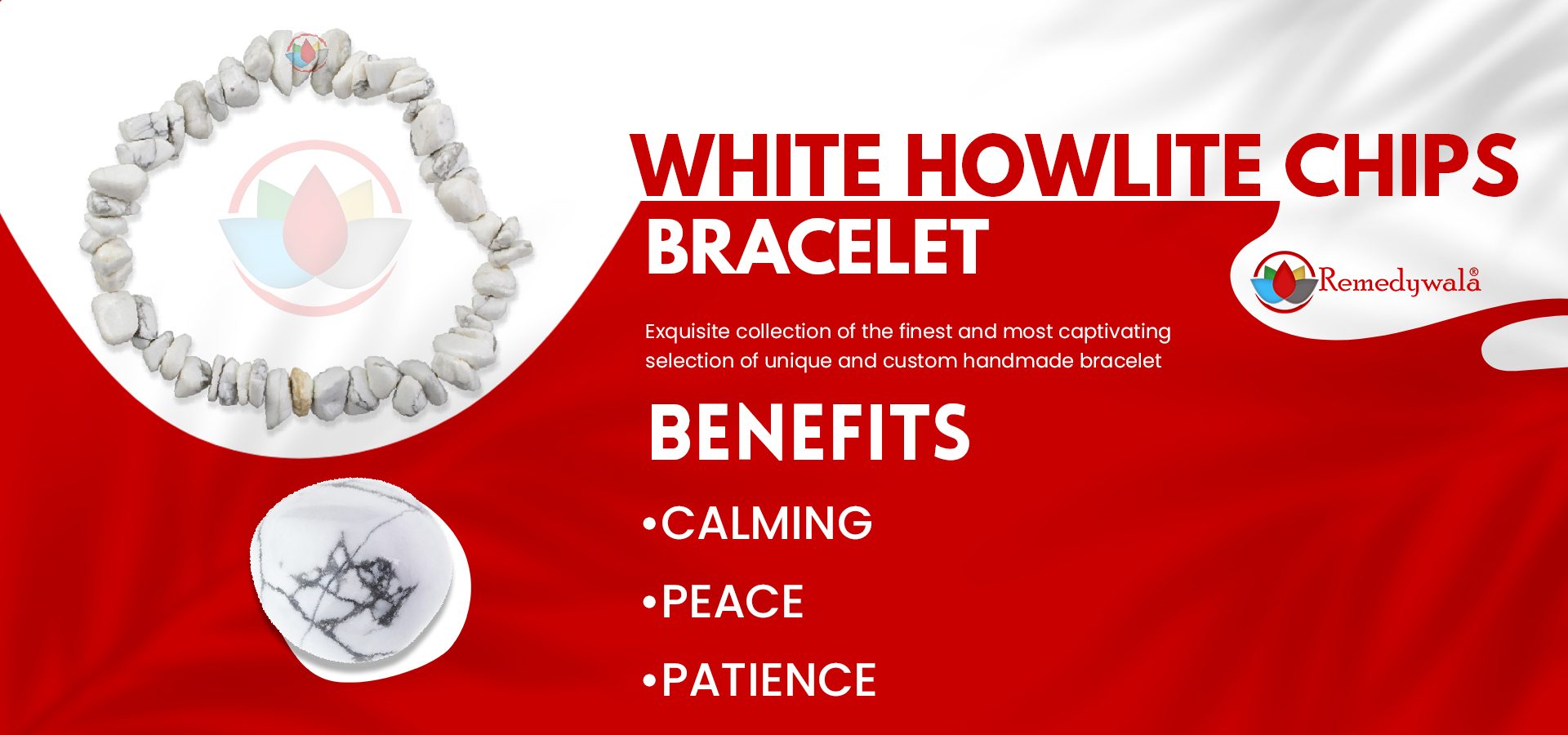 White Howlite Chips Bracelet White Howlite Chips Bracelet