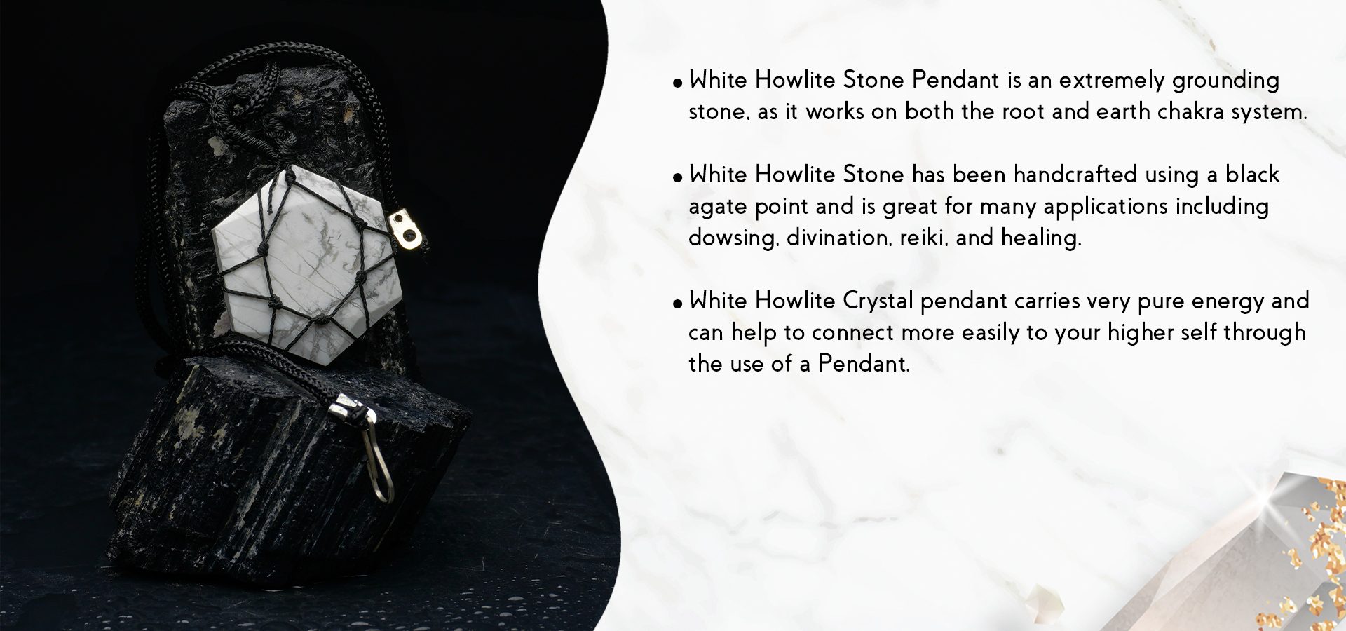White Howlite Thread Cage Wrapped Pendant
