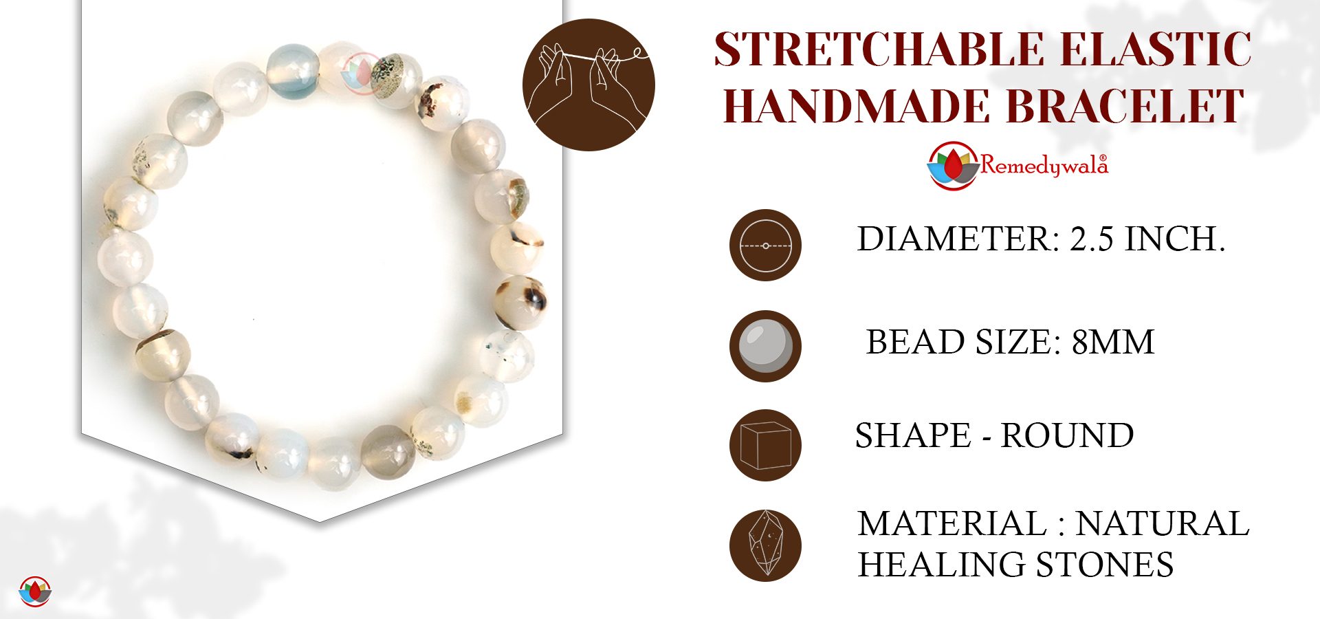 White Onyx Bracelet 8mm White Onyx Bracelet 8mm