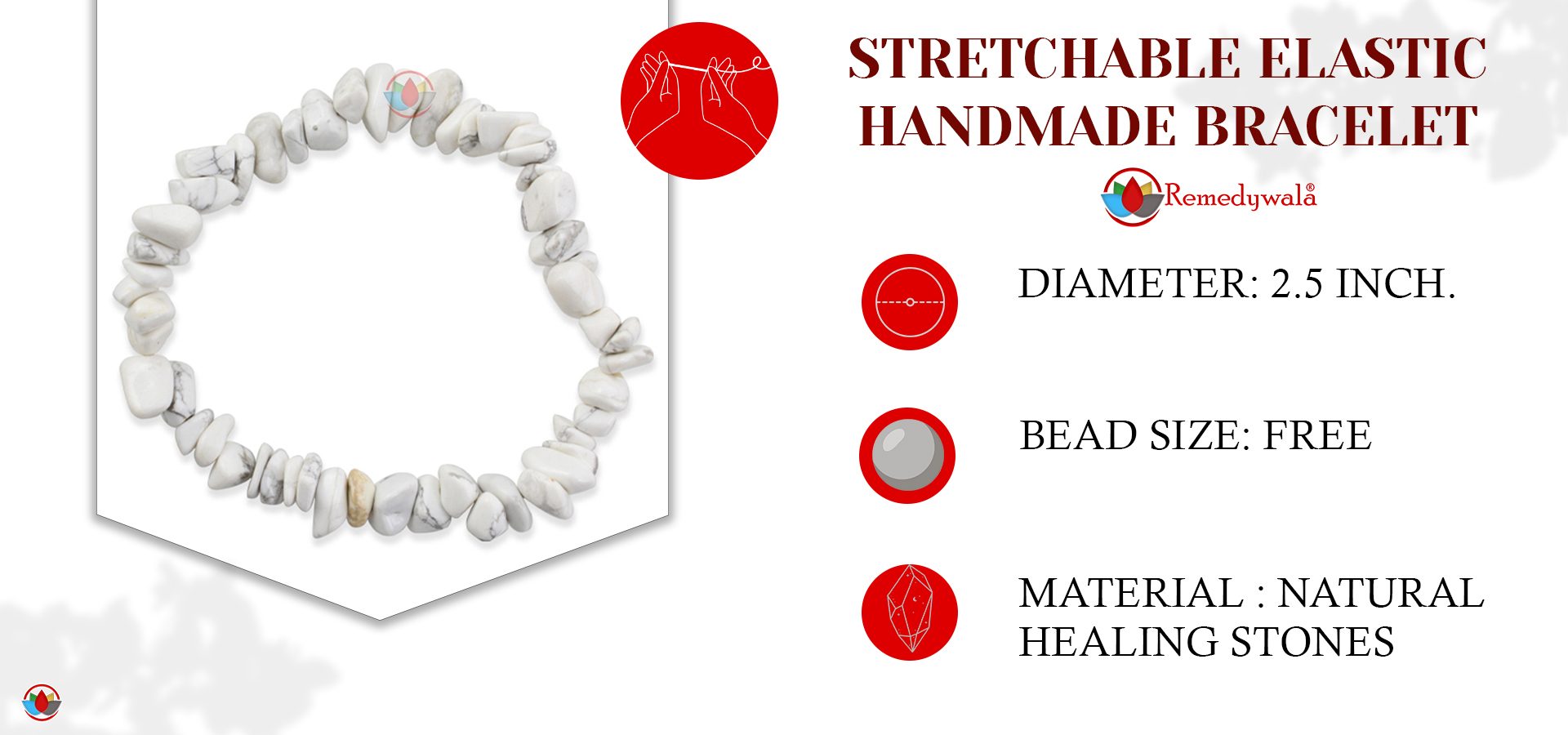 White howlite Chips Bracelet White Howlite Chips Bracelet