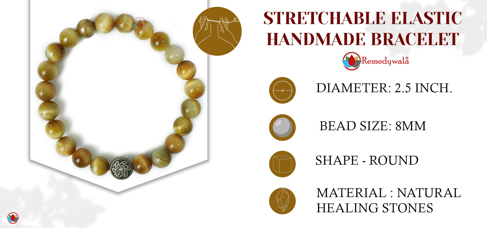 Yellow Cats Eye with charm Bracelet 8mm