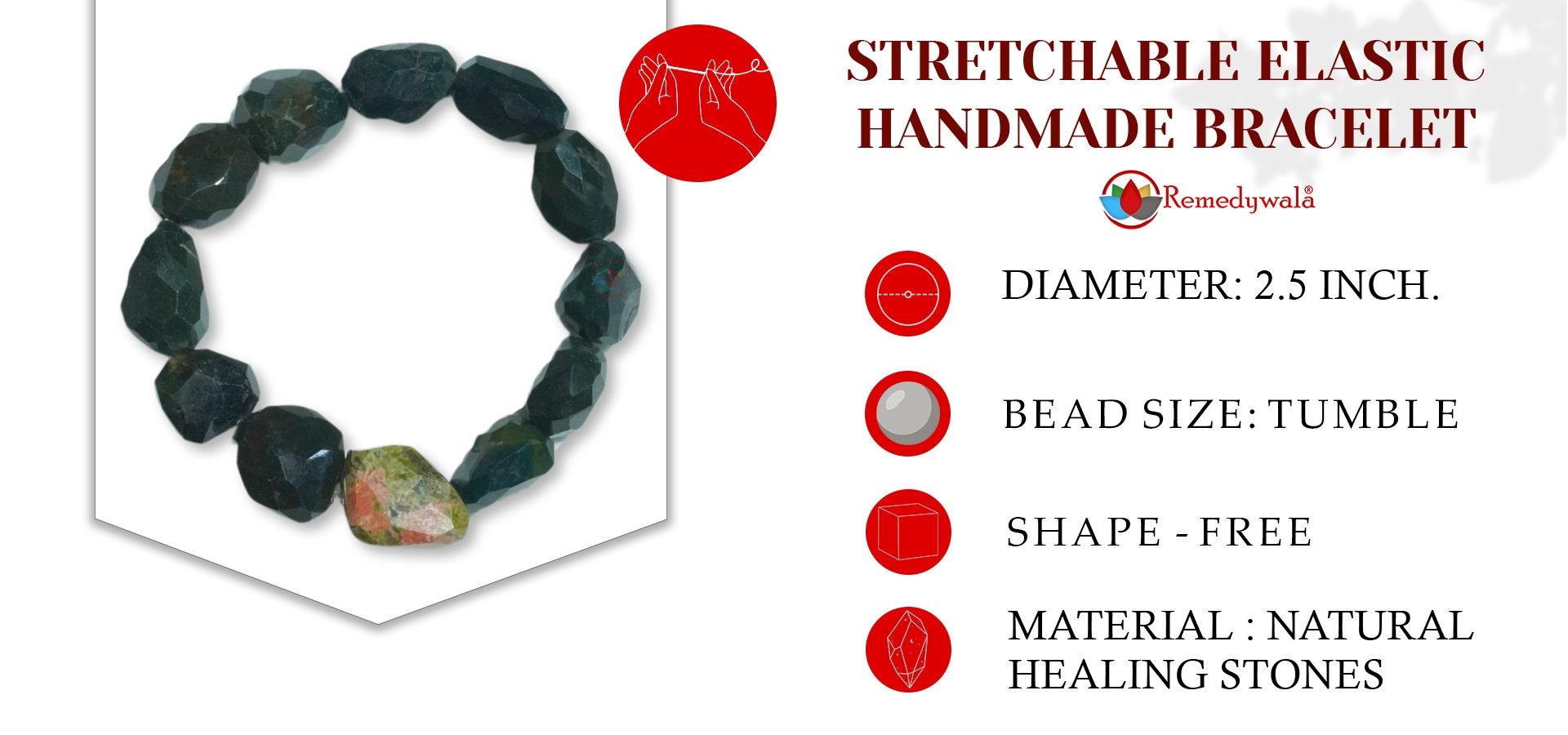 Bloodstone Unakite Beads Bracelet
